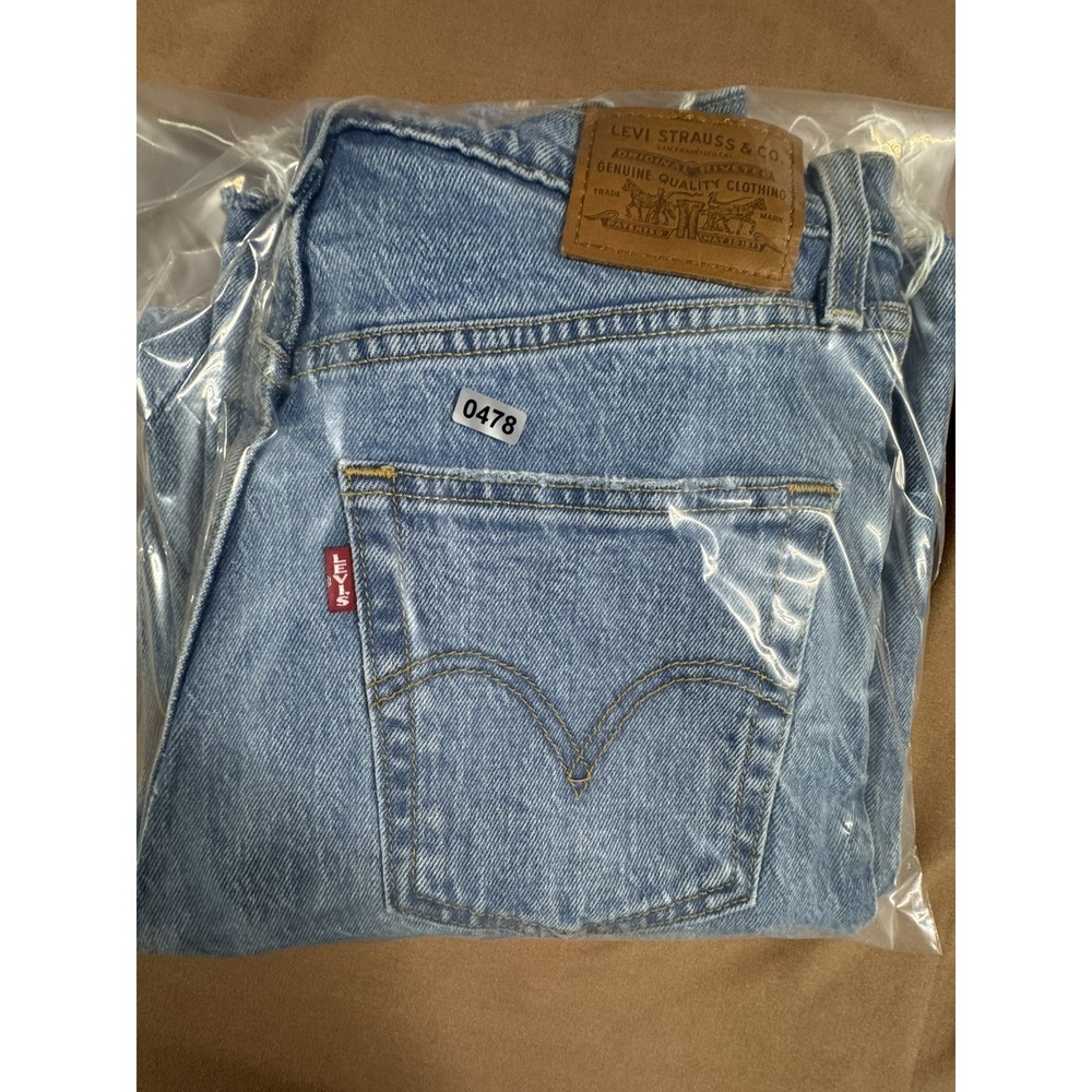 Levis Jeans Womens 25 Blue Ribcage Straight Ankle Button Fly Casual Distressed - Picture 10 of 10